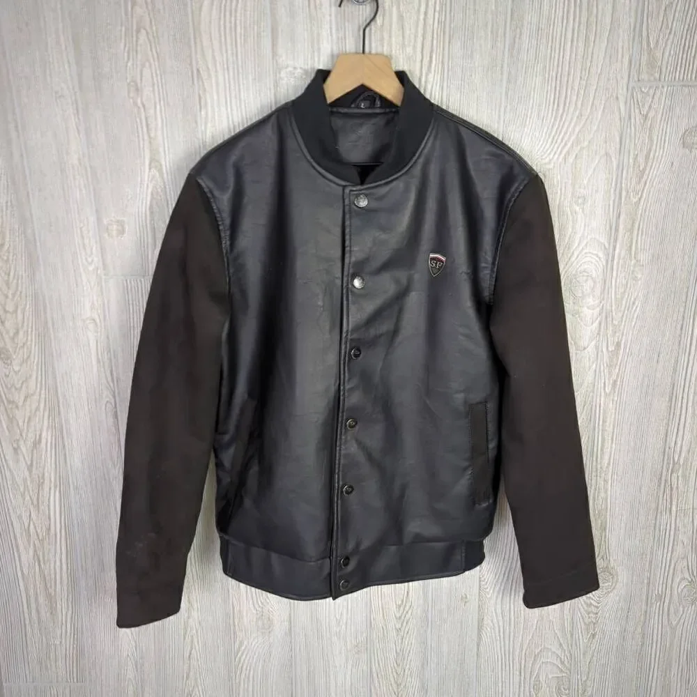 Superlative Fashion SF Italian Partial Leather Bomber Jacket Streetwear Men’s L